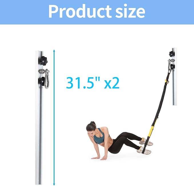 Resistance Band Wall Anchor,Gym Resistance Bands,djustable Workout Wall Anchor System,for Resistance Band Exercises,with 2 Rail and 2 Rail Car,Easy Installation(double set,No Resistance Bands)-GravixFit