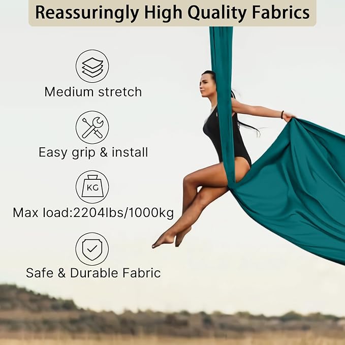 15/25 Yards Aerial Silk Professional Indoor Aerial Yoga Hammock Fabric Outdoor Fitness Silk for Dance, Circus Training, Home Gym-GravixFit
