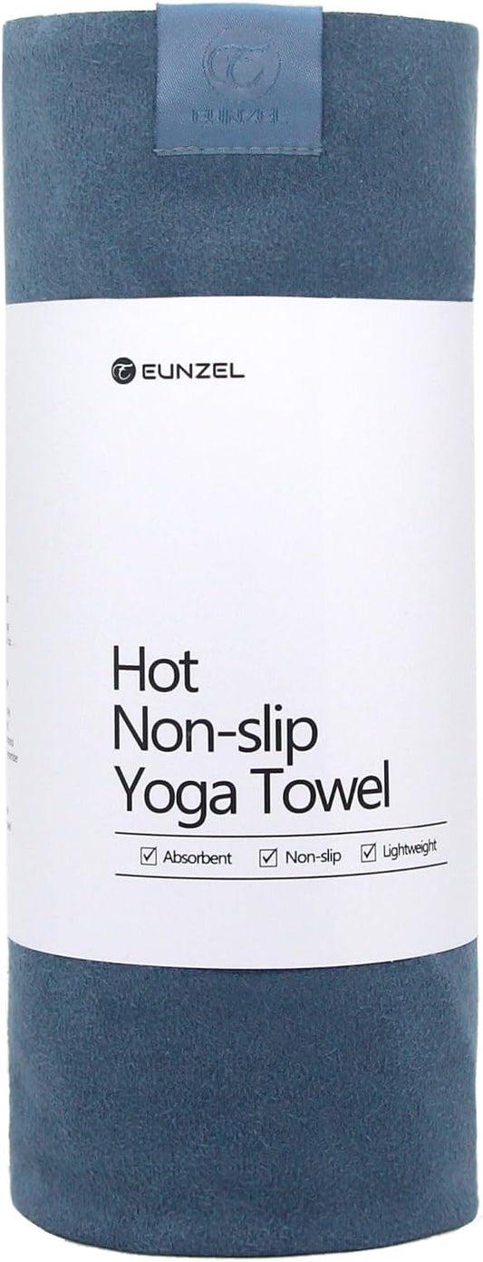 Eunzel Hot Yoga Towel, Super Absorbent Yoga Mat Towel Soft Suede Microfiber Non-Slip Towel for Bikram Pilates and Yoga Mats 72" x 26.5", Navy-GravixFit