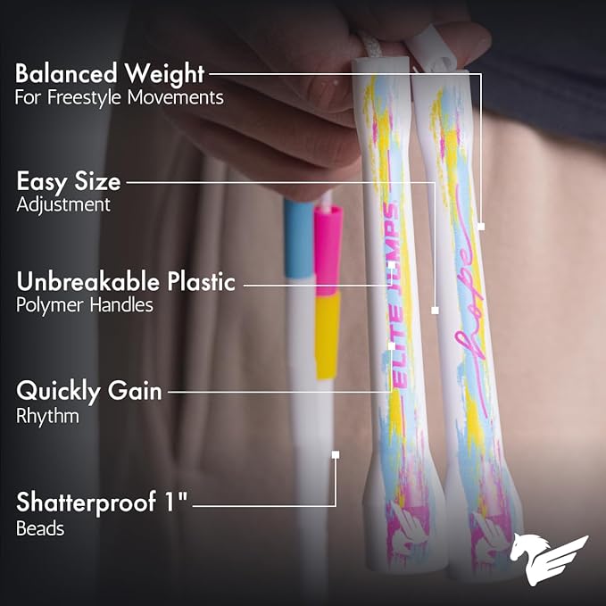 Elite Jumps - Do Hard Things 1” Beaded Jump Ropes - Strong & Durable Materials - Resize & Adjust - Fitness & Cardio Training - Improve Rhythm, Speed, Agility