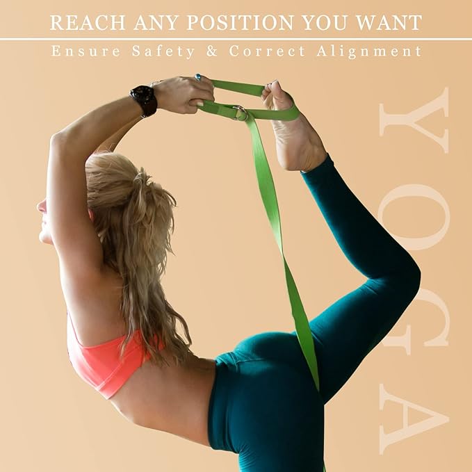 6 Pcs Yoga Strap for Stretching 8 Ft Yoga Exercise Adjustable Straps Bands with Safe Adjustable D Ring Buckle for Pilates Gym Workouts Fitness Improves Sitting Posture-GravixFit
