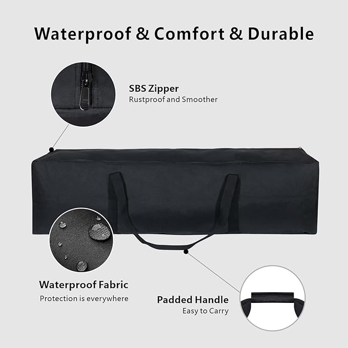 TOPDesign 46 Inch Extra Large Zippered Duffel Bag for Travel Camping Sports Equipment Storage, Waterproof Foldable Luggage Bag with Padded Handles-GravixFit