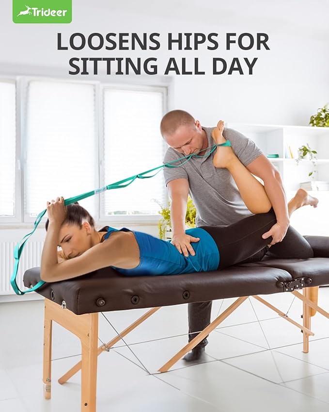 Trideer Stretching Strap Yoga Strap Yoga Band for Physical Therapy, 10 Loop Non-Elastic Yoga Straps for Stretching, Pilates, Exercise & Dancing, Stretch Band with Aesthetic Packaging for Women & Men-GravixFit