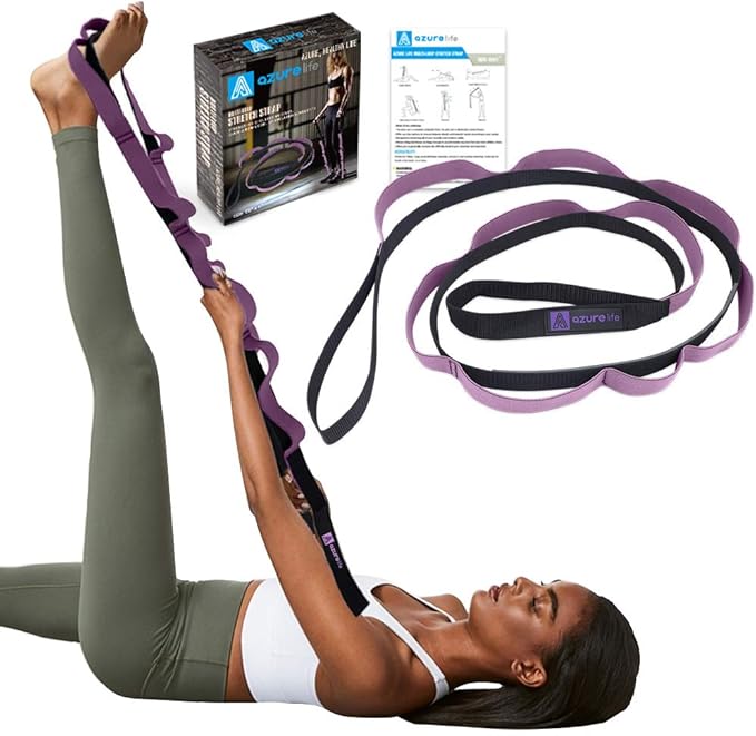 Premium Durable Stretch Straps with Loops, Stretching Strap for Physical Therapy, Multi-Loop Yoga Strap Fitness Exercise Strap for Yoga, Pilates, Dance, Flexibility&Exercise-GravixFit