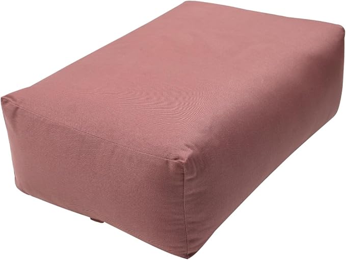 Rectangular Yoga Bolster Pillow, 18" x 12" x 6", Pink Cotton-GravixFit