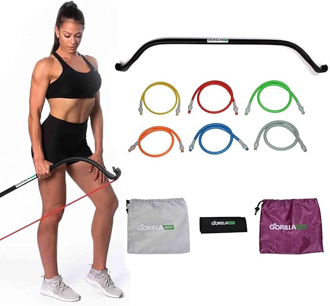 Lite Gorilla Bow Portable Home Gym Resistance Bands and Bar System for Travel, Fitness, Weightlifting and Exercise Kit, Full Body Workout Equipment Set-GravixFit
