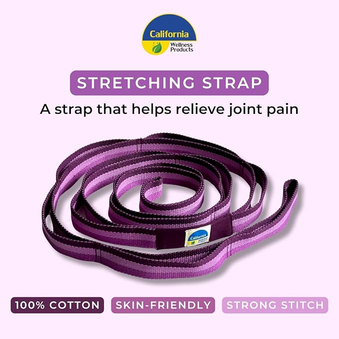 California Yoga Strap | Yoga Belt with Loops | 12 Multi Loop & Non-Elastic | Stretching Strap | Gym Workout & Exercise Bands | Physical Therapy | Improves Sitting Posture for Women & Men-GravixFit