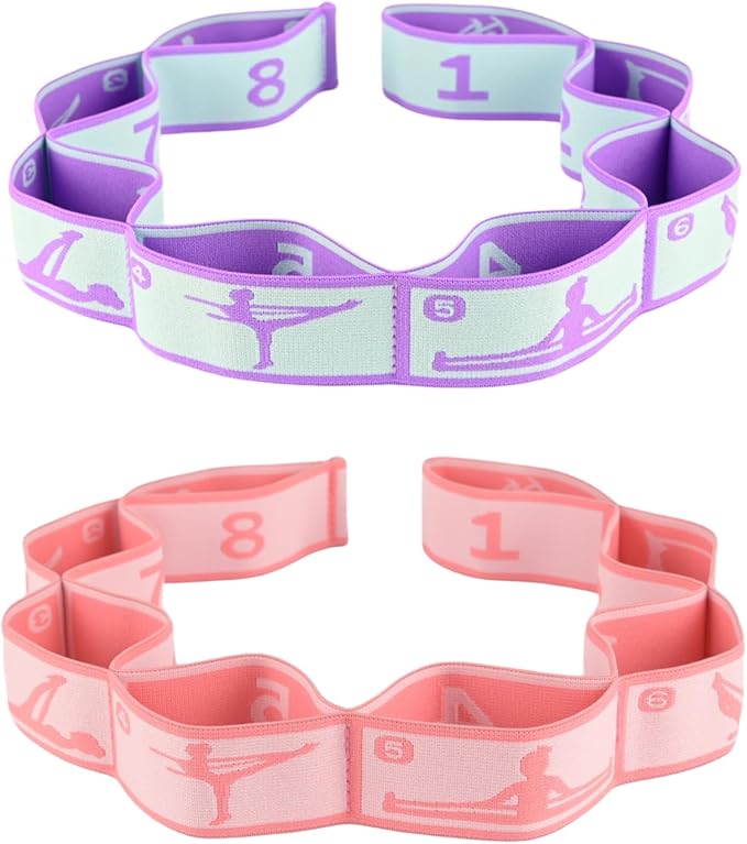 Elastic Yoga Stretching Strap with Loops, CEILIWEN Stretch Straps For Physical Therapy, Pilates Stretch Band, Elastic Exercise Bands, Leg Stretching Strap, Stretch Resistance Bands For Exercise-GravixFit