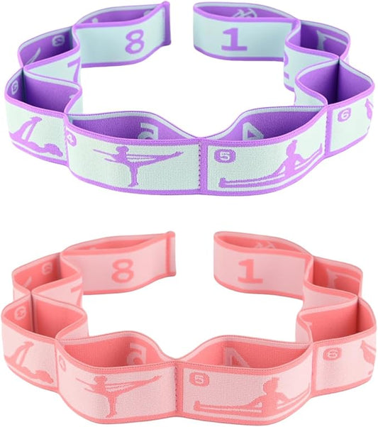 Elastic Yoga Stretching Strap with Loops, CEILIWEN Stretch Straps For Physical Therapy, Pilates Stretch Band, Elastic Exercise Bands, Leg Stretching Strap, Stretch Resistance Bands For Exercise-GravixFit