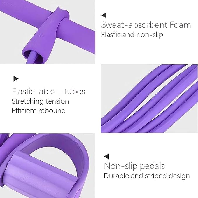 6 Tube Pedal Ankle Puller with 8 Shape Resistance Band, Fitness Resistance Bands for Women, Exercise Bands with Handles, Workout Bands for Abdomen, Waist, Leg, Hip-GravixFit