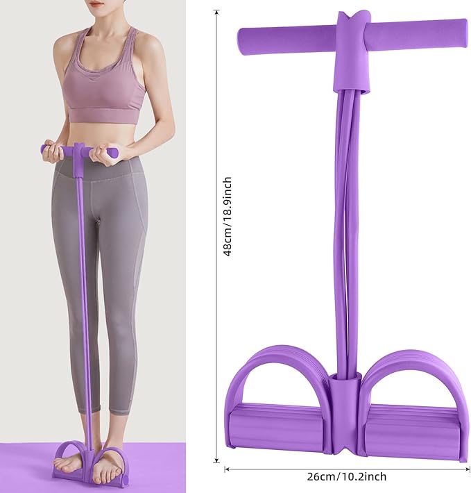 Multi-Function Tension Rope – 4 Tube Resistance Bands with Handles – Sit Up Exercise Equipment Home Gym Tummy Trainer for Men Women-GravixFit