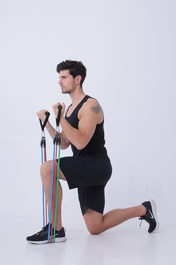 Resistance Bands with Handles for Working Out Women and Men, Exercise Bands with Door Anchor, Stretch Bands for Home Workouts, Simple Guide Included-GravixFit