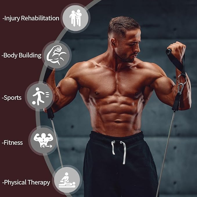 VEICK Resistance Bands, Exercise Bands for Working Out with Handles, Elastic Workout Bands for Men Women, Exercising Bands for Strength Training Equipment at Home Gym-GravixFit