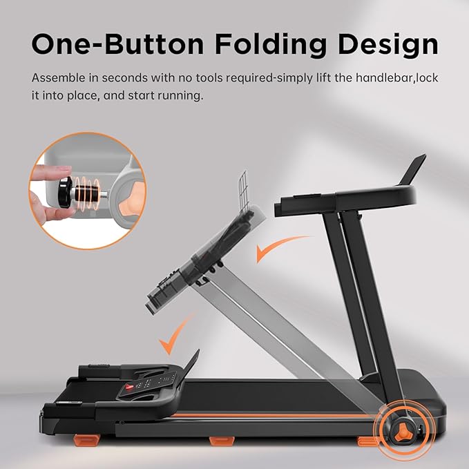 Treadmills for Home, 3.0HP Quiet Brushless Foldable Treadmill with Incline, Small Space Portable Running Walking Machine, 240/300 Lbs Capacity with Cup Holder