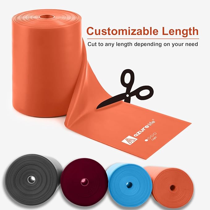 Professional 8 Yards Bulk Resistance Bands Rolls or 5,6,7 ft. Long Non-Latex Elastic Exercise Bands, Stretch Bands for PT, Yoga, Pilates, Rehab, at-Home or The Gym Workouts-GravixFit