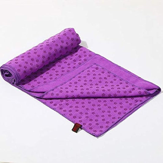 IBL-Yoga Towel, Hot Yoga Mat Towel - Sweat Absorbing Non-Slip for Hot Yoga, Pilates and Workout, 24x72 inches with Grip Dots (Purple)-GravixFit