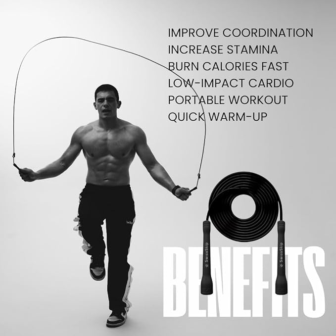 Speed Jump Rope by Dayan Kolev, 5mm PVC Skipping Rope, Great for Beginners and Advanced Athlets, Designed for Fitness, Cardio, Boxing & CrossFit, Adjustable length with Unbreakable Handles-GravixFit