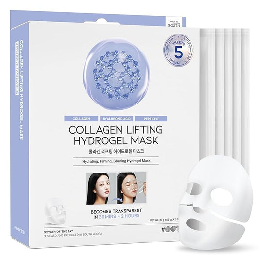 #OOTD Collagen, Hyaluronic Acid & Peptides for Elasticity, Hydration, and Firming. Lifting Hydrogel Sheet Mask - Face Mask (5pcs)-GravixFit