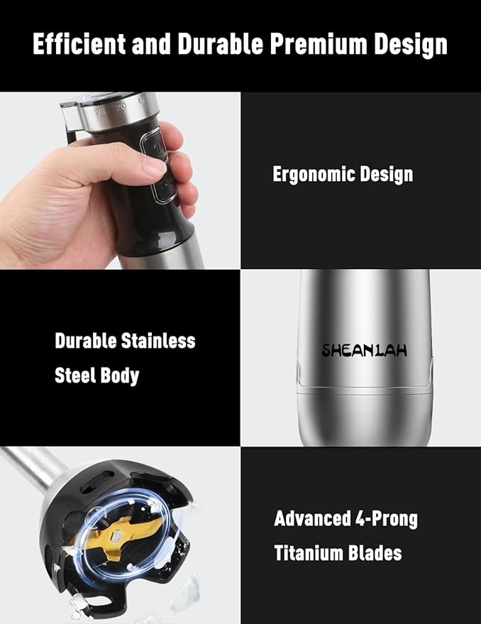 1000W Powerful Immersion Blender handheld, 2025 New Update Hand Blender with 25-Speed, Scratch-Resistant Corded Hand Mixer with Heavy-Duty Copper Brushless Motor and Gift Box-GravixFit
