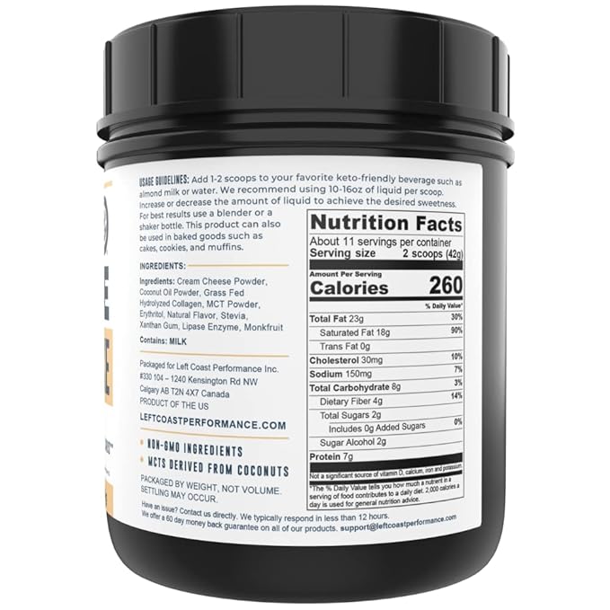 16oz Cheesecake Keto Meal Replacement Shake - Low Carb Keto Protein Powder Mix, High Fat Protein Shake with MCTs from Coconut Oil Powder, Collagen Peptides and Real USA Cream Cheese - 2 Net Carbs-GravixFit