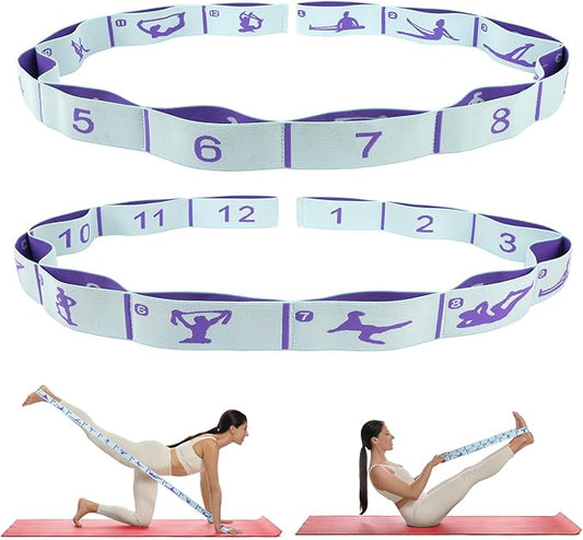 Elastic Yoga Stretching Strap with Loops, CEILIWEN Stretch Straps For Physical Therapy, Pilates Stretch Band, Elastic Exercise Bands, Leg Stretching Strap, Stretch Resistance Bands For Exercise-GravixFit
