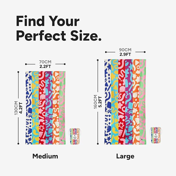Dock & Bay Beach Towel - Quick Dry, Sand Free - Compact, Lightweight - 100% Recycled - Includes Bag - Power of Positivity - Large (160x90cm, 63x35)-GravixFit