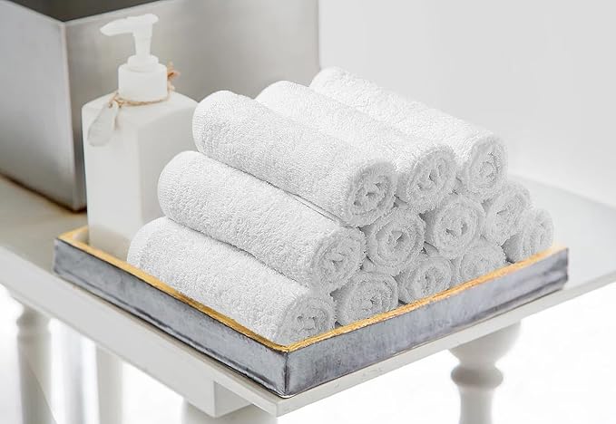 Avalon Salon Towel - White Hand Towels Bulk Pack of 24-100% Cotton Absorbent Spa, Facial & Gym Towels for Working Out - 16x27 Inches (Not Bleach Proof)-GravixFit