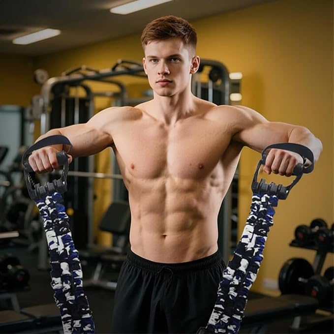 Natural Latex 3-Hole Resistance Stretcher, 2025 New Chest Expander Stretch Bands for Men, High Elasticity & Tear Resistant Exercise Bands with Handles, Full-Body Basic Training-GravixFit