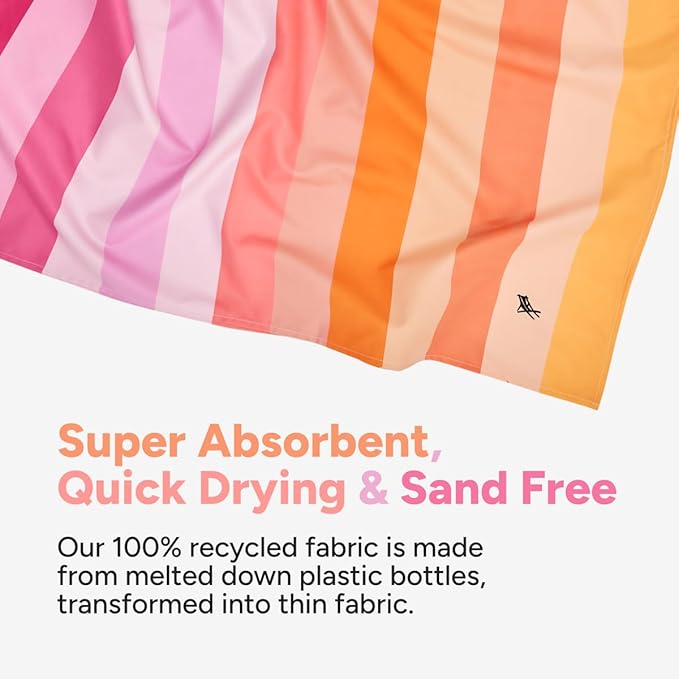 Dock & Bay Quick Drying Towel - for Sports & Gym - Compact, Lightweight - 100% Recycled - Includes Bag - Summer - Miami Sorbet, Extra Large (200x90cm, 78x35)-GravixFit