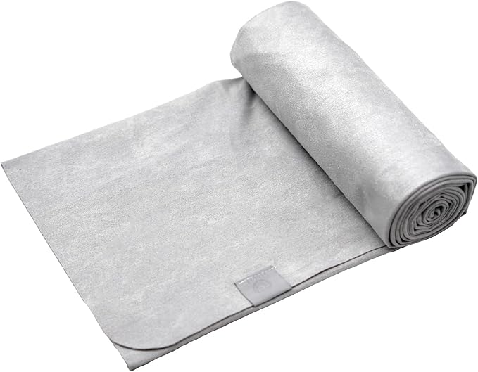 Eunzel Hot Yoga Towel, Super Absorbent Yoga Mat Towel Soft Suede Microfiber Non-Slip Towel for Bikram Pilates and Yoga Mats 72" x 26.5", Light Grey-GravixFit