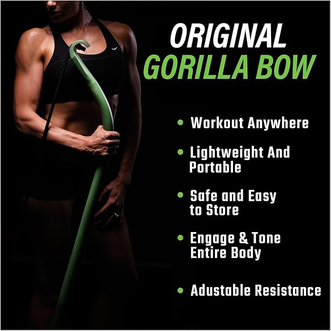 Lite Gorilla Bow Portable Home Gym Resistance Bands and Bar System for Travel, Fitness, Weightlifting and Exercise Kit, Full Body Workout Equipment Set-GravixFit