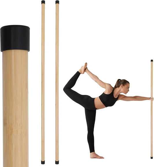 Yoga Stick, 5ft Exercise Stick for Mobility, Stretching Stick with Non-Slip Ends, Exercise Dowel for Pilates, Balance Pole and Stretch Bar for Stretching Equipment-GravixFit