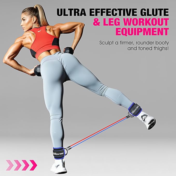 Ankle Resistance Bands with Cuffs, Ankle Bands for Working Out, Ankle Resistance Band for Leg, Booty Workout Equipment for Kickbacks Hip Fitness Training, Exercise Bands for Butt Lift Women-GravixFit