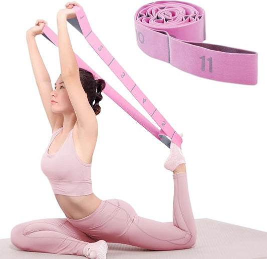 11 Loops Stretch band - Yoga, Pilates, Ballet, and Physical Therapy Stretching strap for Flexibility, Leg Stretching, and Exercise - Durable Stretching equipment for Dance and Fitness-GravixFit