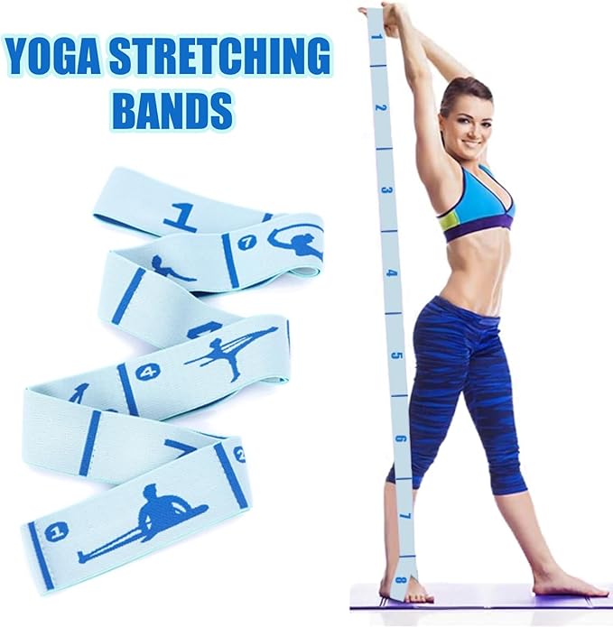 Elastic Yoga Stretching Strap with Loops, CEILIWEN Stretch Straps For Physical Therapy, Pilates Stretch Band, Elastic Exercise Bands, Leg Stretching Strap, Stretch Resistance Bands For Exercise-GravixFit