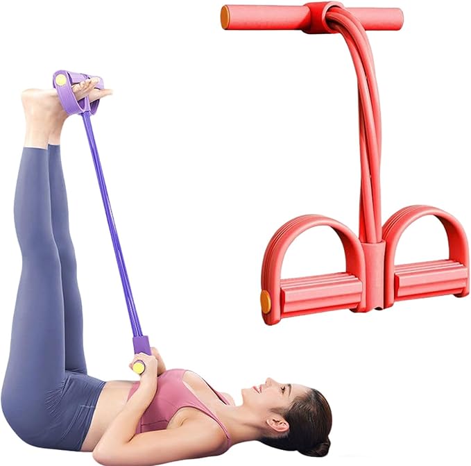 2025 Upgrade Multifunction Tension Rope or Exercise Sit Up Exercise Equipment,Pedal Ankle Puller,Bands-6 Tube Pedal Ankle Puller for Women Men-GravixFit