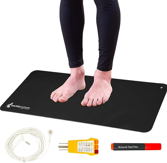 Grounding Mat for Feet, Chair & Yoga | Earthing Grounding Mat for Pain Anxiety Pain Relief, Inflammation | Spacious Grounding Pads for Sleep & Wellness | Includes Grounding Tester, Cable & Mat Tester-GravixFit