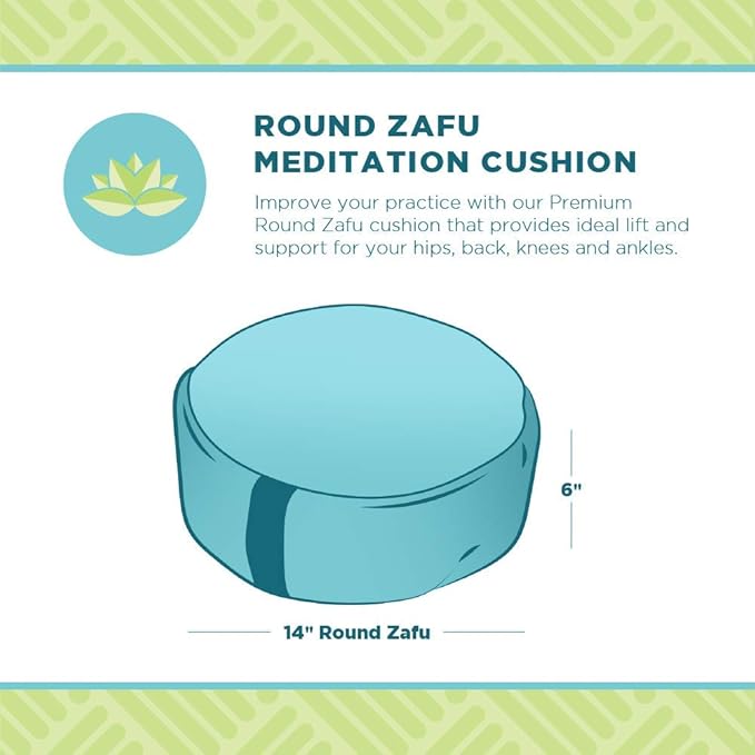 Bean Products Zafu Meditation Pillows for Sitting on Floor, Yoga Cushion, Cotton/Buckwheat Fill Yoga Pillow, Zafu Meditation Cushion, Zen Kneeling Prayer Pad- Made in USA - 14" Round - RED-GravixFit