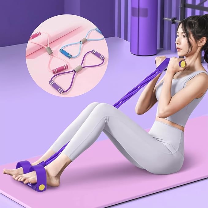 6 Tube Pedal Ankle Puller with 8 Shape Resistance Band, Fitness Resistance Bands for Women, Exercise Bands with Handles, Workout Bands for Abdomen, Waist, Leg, Hip-GravixFit