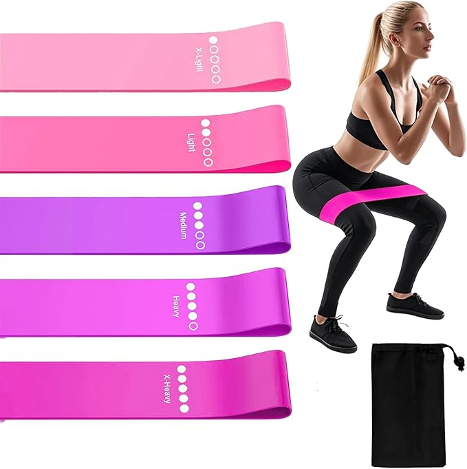 Resistance Bands Legs Hip Stretching Workout Elastic Rubber Loop with Exercise Fitness Guidance Men Women Yoga Pilates Gear Come with Carry Bag-GravixFit