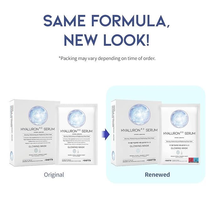 #OOTD Triple Hyaluron Hydrating Mask for Dry and Sensitive Skin, Anti Aging, Tightening and Moisturizing, Korean Vegan Beauty, Hyaluronic Acid, Caffeine, Vitamin C 10EA-GravixFit