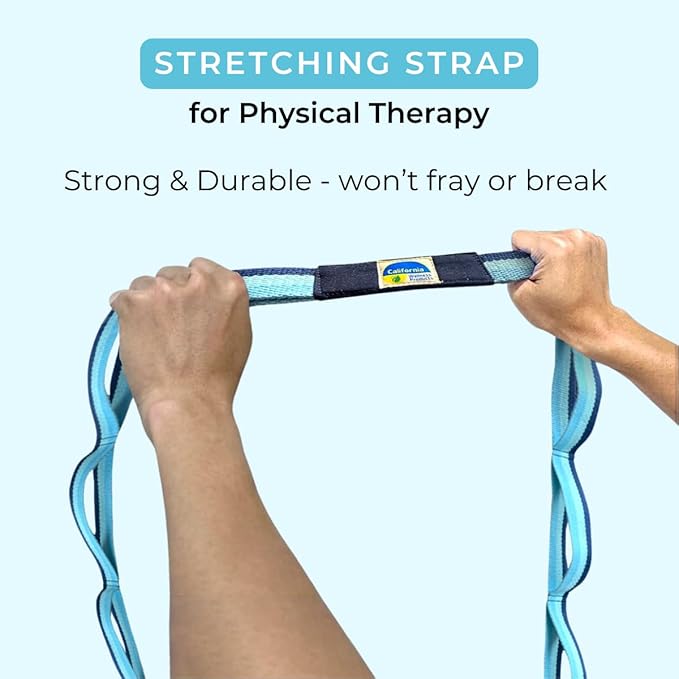 California Yoga Strap | Yoga Belt with Loops | 12 Multi Loop & Non-Elastic | Stretching Strap | Gym Workout & Exercise Bands | Physical Therapy | Improves Sitting Posture for Women & Men-GravixFit