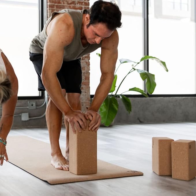 Premium Cork Yoga Blocks - Extra Large Yoga Block 2-Pack or Extra Tall 1-Pack for Inflexible Yogis | Natural, High-Density Cork for Superior Support & Stability | Optional Yoga Strap & Gift Box-GravixFit