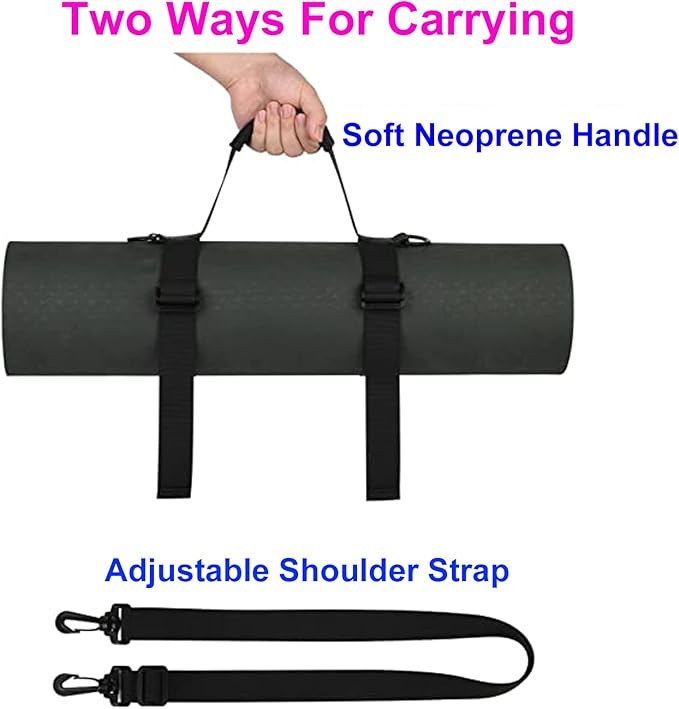 WISDING Yoga Mat Strap, Portable Yoga Mat Sling, Picnic Blanket Strap with Adjustable Shoulder Strap & Handle for Festivals Picnics Camping Motorcycle Bedroll Pilates-GravixFit