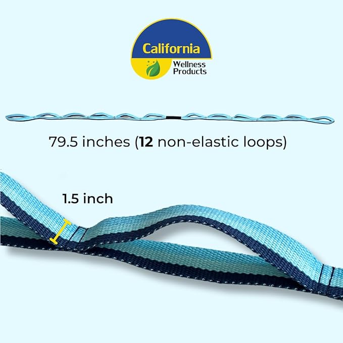 California Yoga Strap | Yoga Belt with Loops | 12 Multi Loop & Non-Elastic | Stretching Strap | Gym Workout & Exercise Bands | Physical Therapy | Improves Sitting Posture for Women & Men-GravixFit