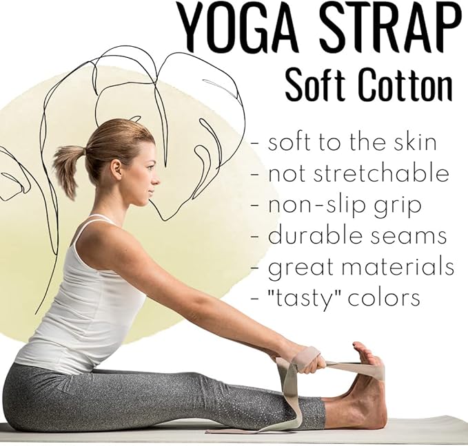 TECEUM Yoga Strap & Mat Strap – 2 IN 1 – Cotton – 6 ft 8 ft 10 ft (30+ colors) – Adjustable Non-Slip Belt for Yoga, Pilates, Stretching, Physical Therapy, Fitness & Home Workout – For Carrying Mats-GravixFit