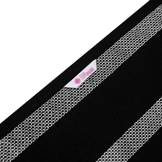 CASA COPENHAGEN Solitaire Towels, 4 Pieces Bath Towel Set- Black, 600 GSM Designed in Denmark Made of Soft Egyptian Cotton for Bathroom, Kitchen & Shower-GravixFit
