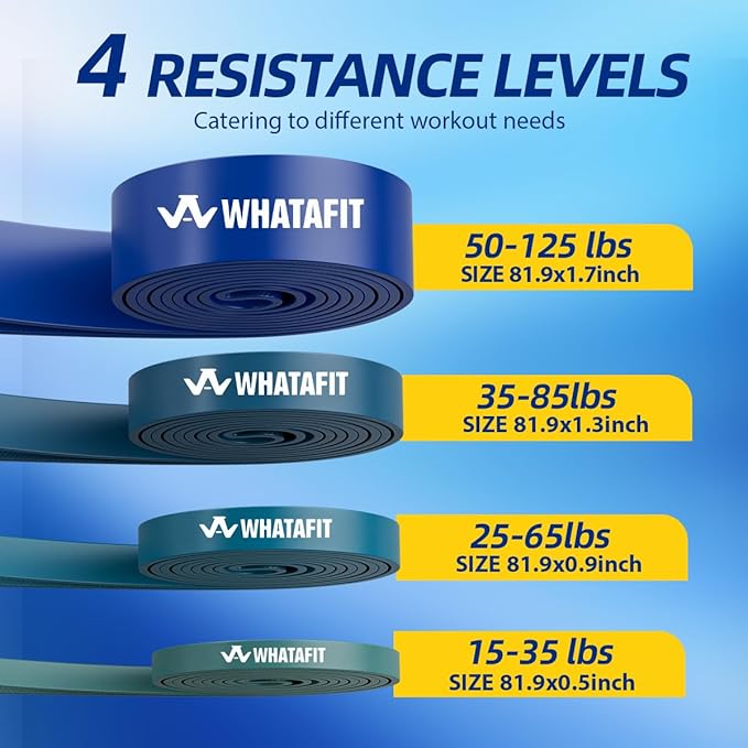 WHATAFIT Resistance Bands, Pull Up Assistance Bands, Exercise Bands, Workout Bands Set for Men and Women Home Fitness, Body Stretching, Strength Training, Physical Therapy-GravixFit