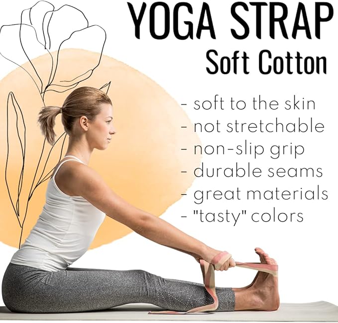 TECEUM Yoga Strap & Mat Strap – 2 IN 1 – Cotton – 6 ft 8 ft 10 ft (30+ colors) – Adjustable Non-Slip Belt for Yoga, Pilates, Stretching, Physical Therapy, Fitness & Home Workout – For Carrying Mats-GravixFit