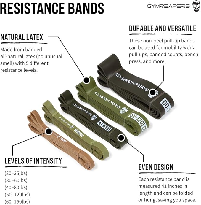 Gymreapers Pull up Resistance Bands for Weight Lifting, Pull Ups - Assistance Bands for Powerlifting, Stretching, WOD, Strength Training - for Men & Women-GravixFit
